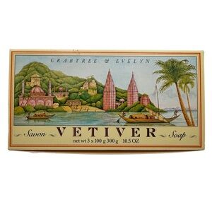Vintage 1985 Crabtree & Evelyn Vetiver Soap Gift Set 3 x 100g NOS Rare